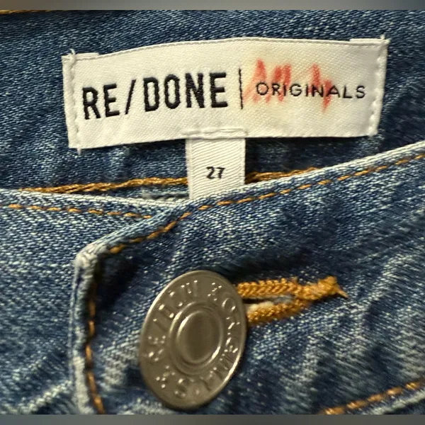 RE/DONE Originals Relaxed Crop Jeans Women's 27 Mid Blue Vintage Wash USA‎ Made - Image 3