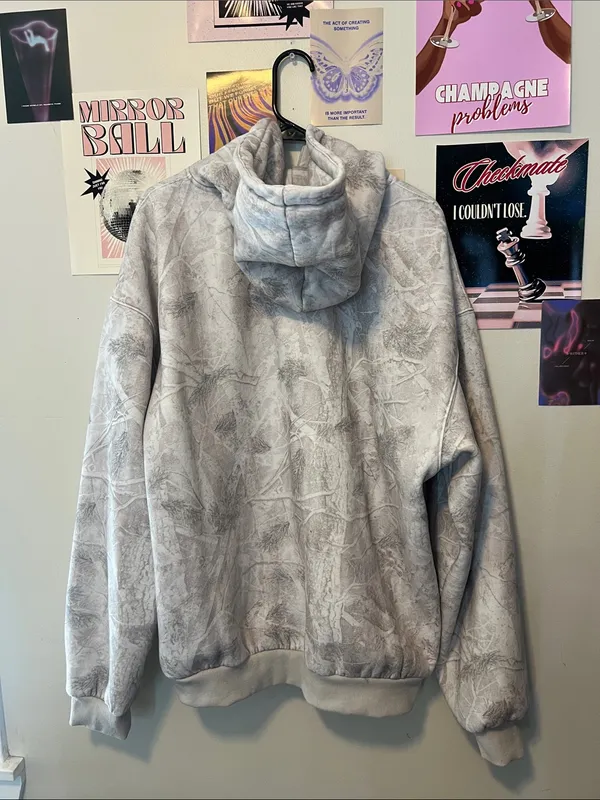 Comfrt Silver Birch Camo Hooded Sweatshirt Gray Size XL - Image 6