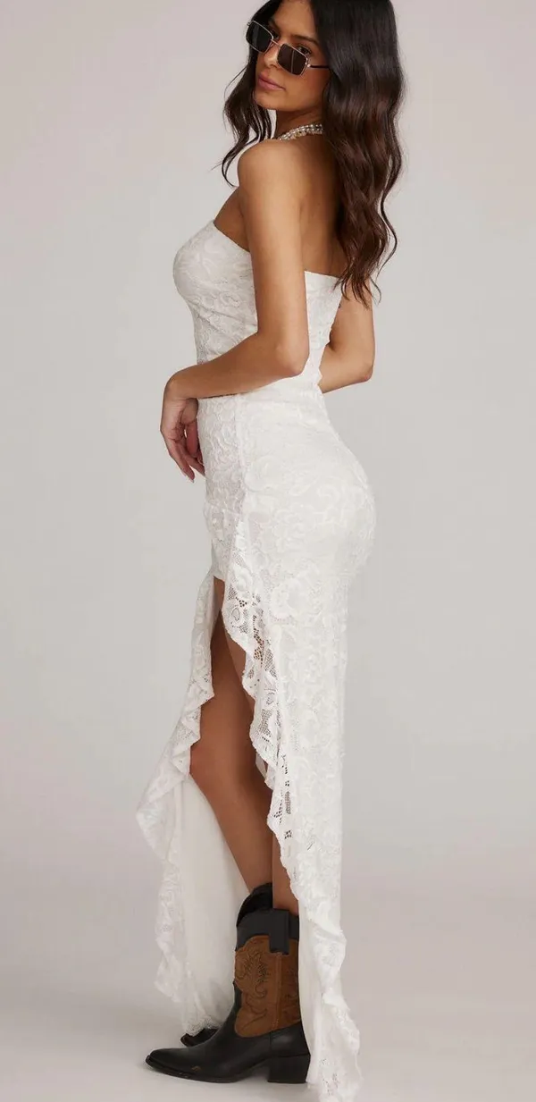 White Lace Maxi Dress Size M - Image 2
