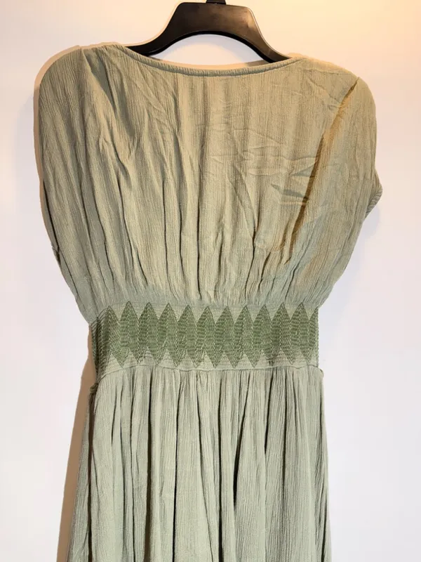 Free People Devon Ivory Black Embroidered High Slit Faux Wrap Maxi Dress S - Image 4