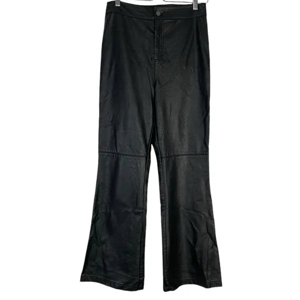 Free People Faux Leather High Waist Flare Leg Pants Size 8 - Image 2