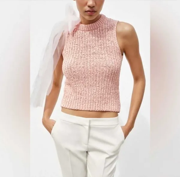 Zara tulle ribbon sleeveless sweater - Image 8