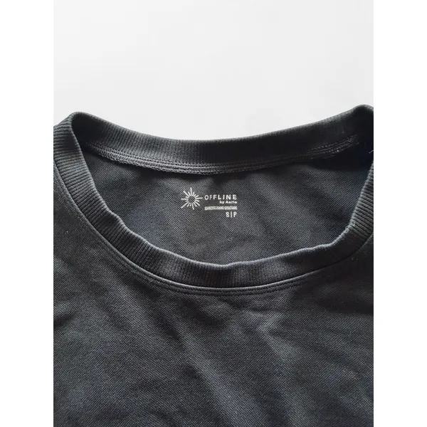 OFFLINE by Aerie Women Black Seamless Short Sleeve Crop Top Athletic Shirt‎ S - Image 3