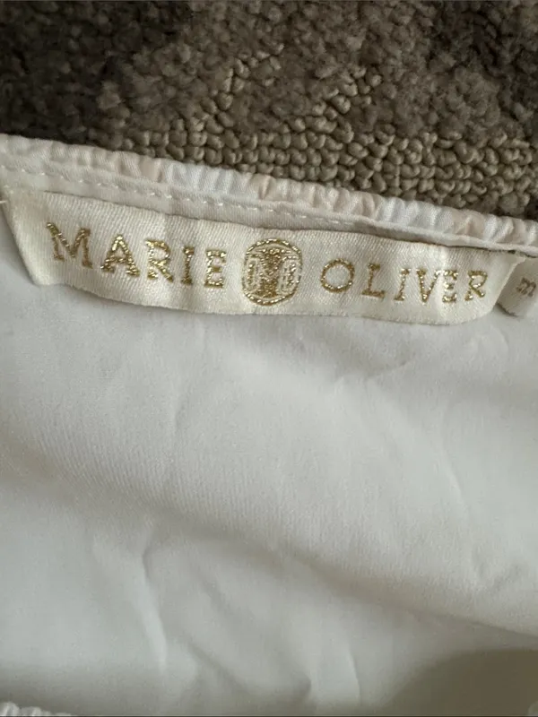 Marie Oliver Emilia White & Beige Floral Fit-and-Flare Dress Size Medium - Image 15