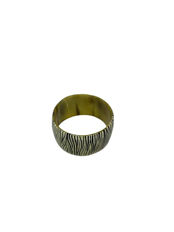 Vintage Hand Painted Zebra Stripe Bracelet White One Size Glam 80’s Bohemian - Image 3