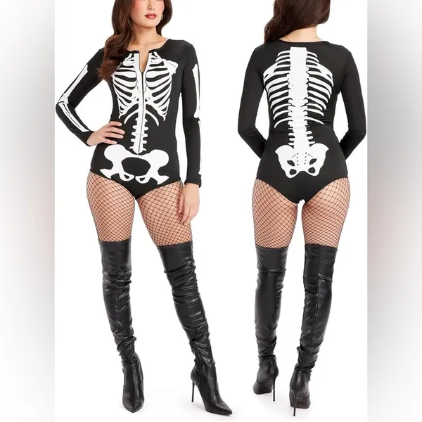 Tipsy Elves Sexy Skeleton Bodysuit Costume - Size M - Black - NWT‎ - Image 2