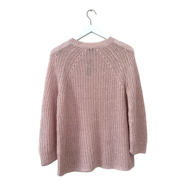 NWT J.Crew Linen Open Knit Sweater Blush Pink Crewneck Size Small - Image 5