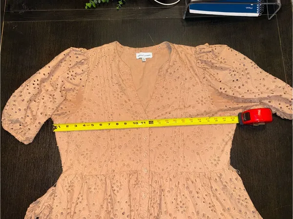 Gibson & Latimer Eyelet Puff Sleeve Belted Dress Size XL - Image 5