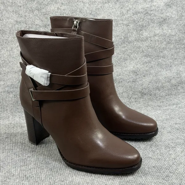 Lauren Ralph Lauren Size-US 9B Women Collins Block Heel Bootie Brown Leather - Image 11
