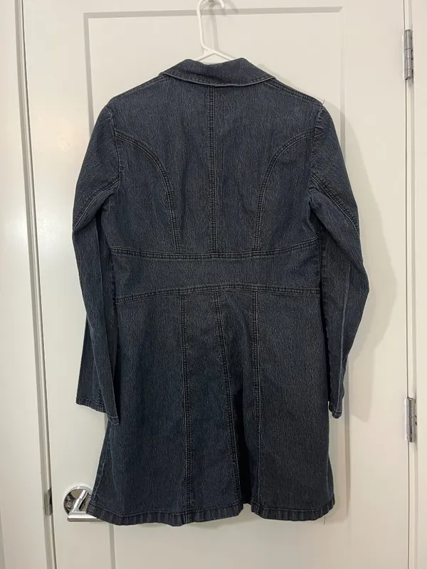 Bisou Bisou Large Dark Blue Denim Long Jacket / Coat - Image 8