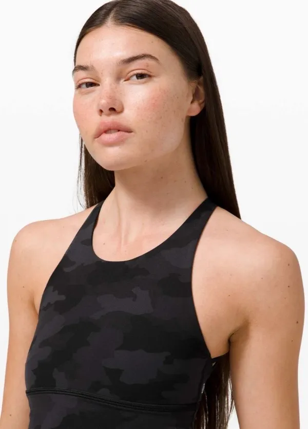 Lululemon Free To Be Bra Wild High Neck Long Line "Light Support, A/B Cup Heritage 365 Camo Deep Coal Multi 6 - Image 9