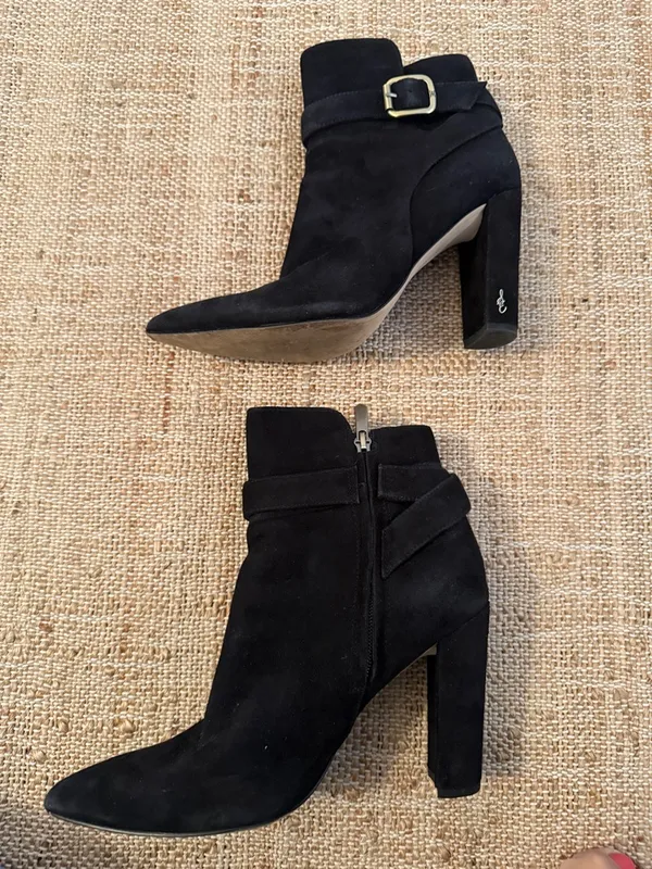 Sam Edelman Rita Block Heel Suede Boot Size 8 Black - Image 4