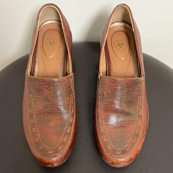 Ariat Brown Leather Clogs 7B 7 B Advanced Stability Cushioning 1000483 *No Box* - Image 2