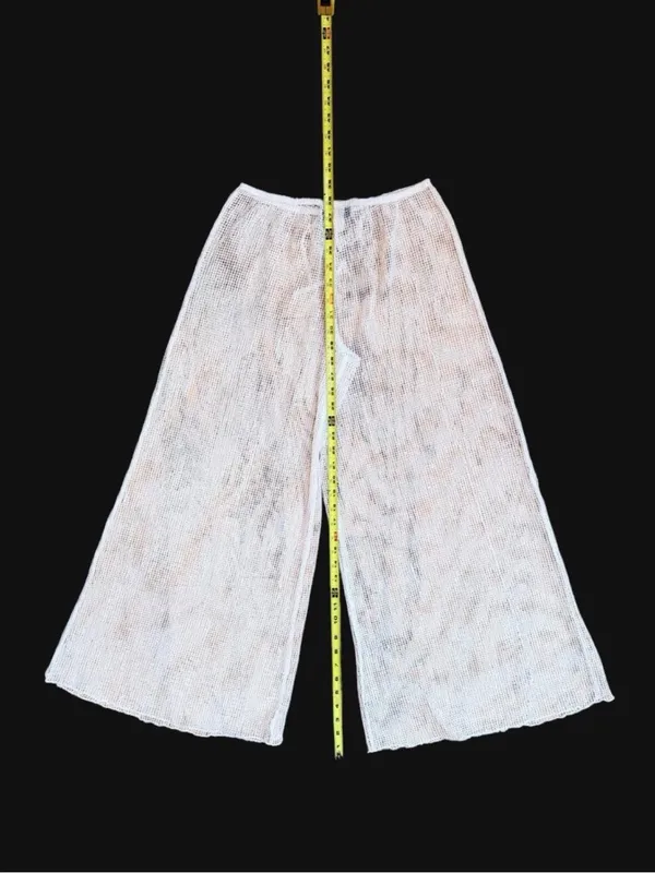 Jordan Taylor White Wide-Leg Mesh Pants Cover Up with Iridescent Sequence Sz S - Image 2