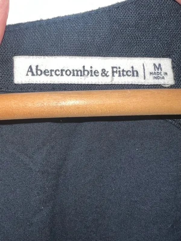 Abercrombie & Fitch Navy Square-Neck Midi Dress with Wide Straps - Image 6