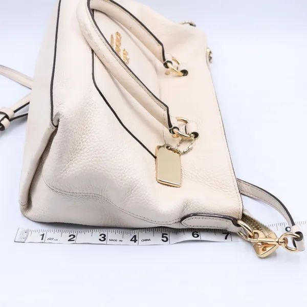 Coach Emma Satchel Women Small Cream Pebbled Leather Handbag F31466 Gold - Image 11