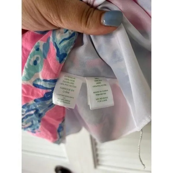 Lilly Pulitzer Dusk Silk Slip Dress Barefoot Princess Pink Pout X-Small Seashell - Image 4