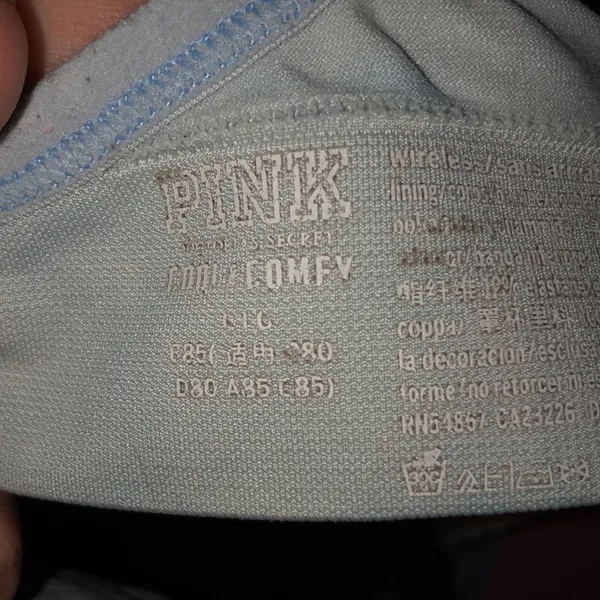 Victoria’s Secret PINK tie dye bra blue and white comfy bra size large - Image 6