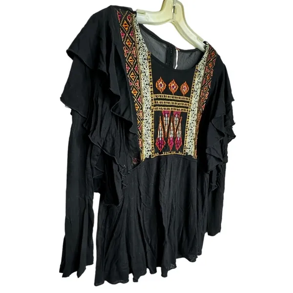 Free People Cienga Embroidered Black Top - Image 4