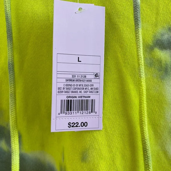 Wild Fable Daybreak Tie-Dye Hoodie In Lime Green & Grey Size L New With Tag - Image 4
