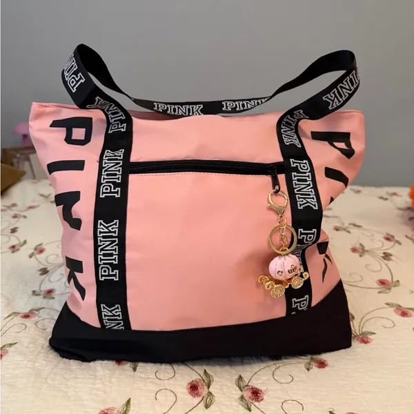 VERY nice Pink Tote Bag with Black Accents. - Image 12
