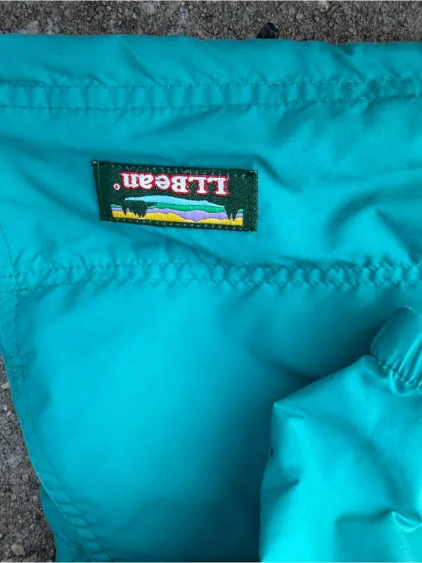 L.L.Bean Anorak Jacket Large Teal Hooded Pullover Made USA 90s Vintage - Image 2