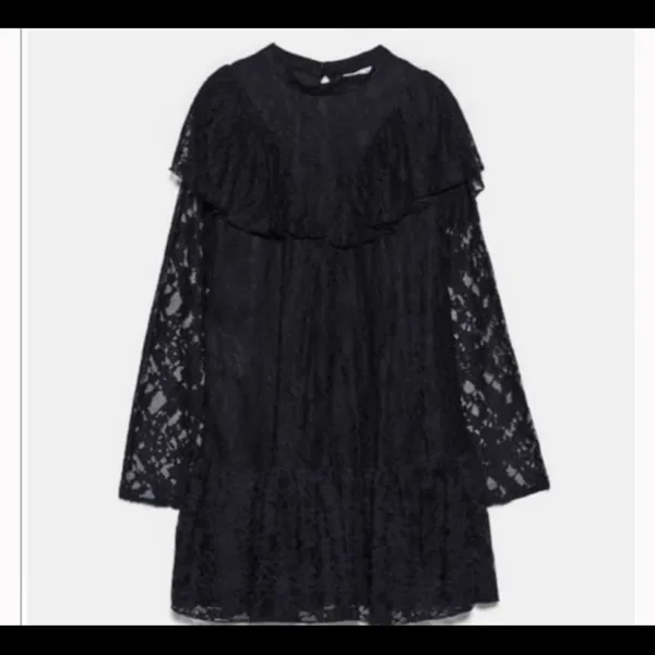 Zara Black Lace Ruffle Yoke Mini Dress - Image 2
