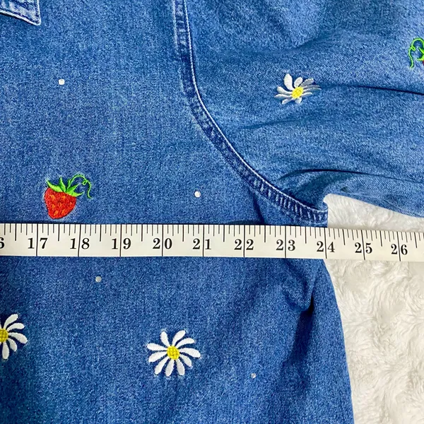 The Quacker Factory Vintage Strawberry Embroidered Denim Full Zip Jacket XL - Image 6
