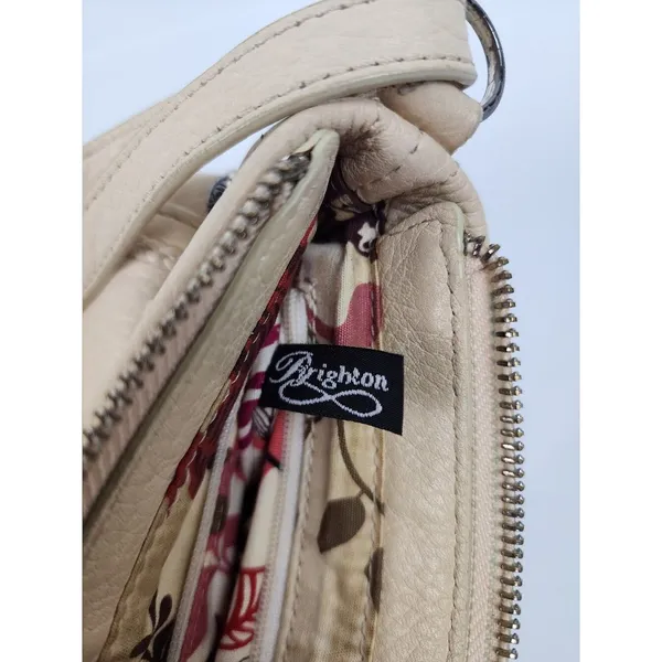 Brighton Cream Leather Crossbody with Front Pocket - Image 9