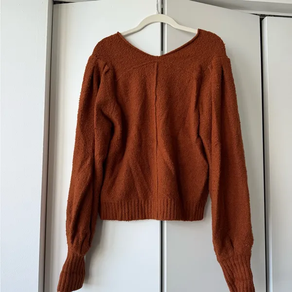 Free People Warm Cinnamon V-Neck Sweater - Image 3