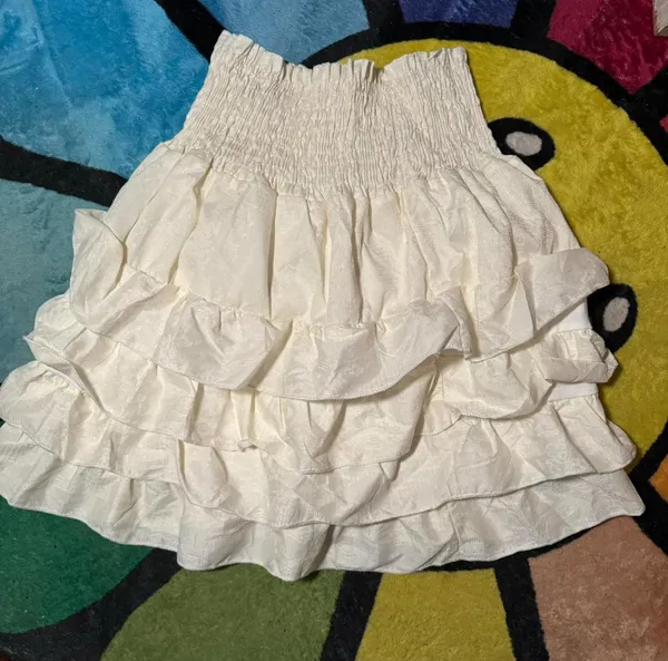 Y2K Elegant Ruffled Pleated Skirt Tan Size M - Image 2