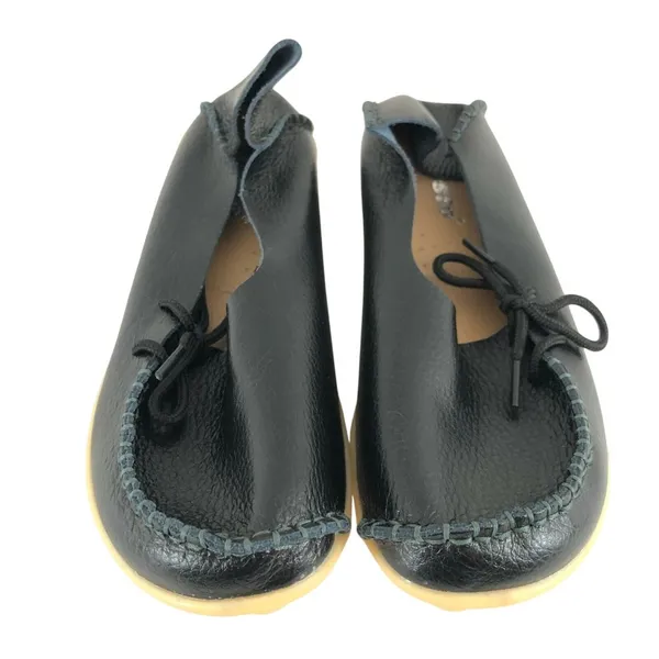 Kunsto Womens Loafers Slip On Leather Black Size 37 US 6 - Image 2