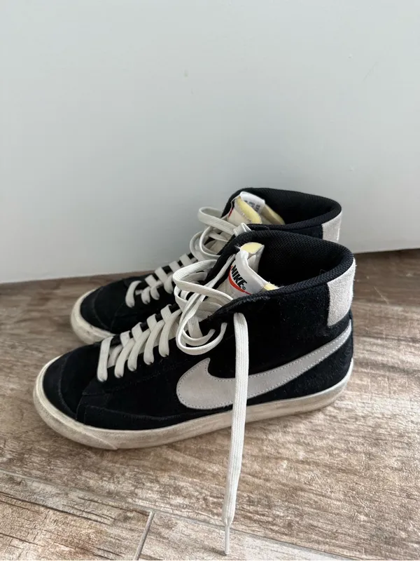 Nike Women's High-Top Suede Sneakers in Black and Cream - Custom - Image 3