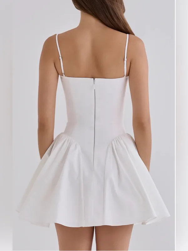 NEW HOUSE OF CB Samaria Corset Fit & Flare white Mini Dress sz S - Image 2