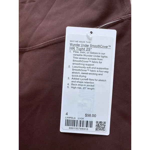Lululemon Wunder Under SmoothCover High Rise 25” Lava Cake Size 4 NWT - Image 4