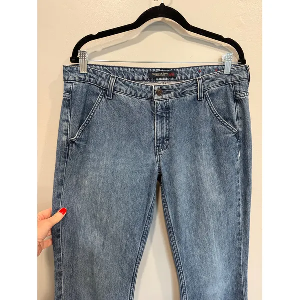 American Eagle Wide Leg Jeans Size 12 Blue Vintage Y2K 2003 Boho Skater Tall‎ - Image 9