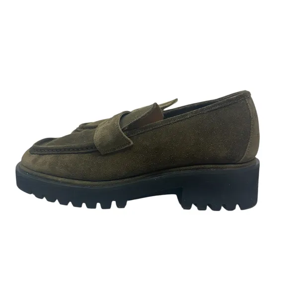 275 Central Penny Loafers Flats Suede‎ Olive Green Brown Size 37.5 US 7.5 - Image 11
