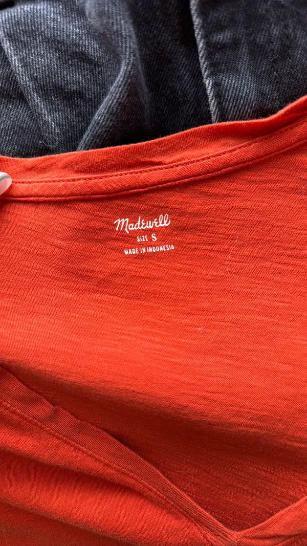 Madewell Orange V-Neck Tee - Image 2