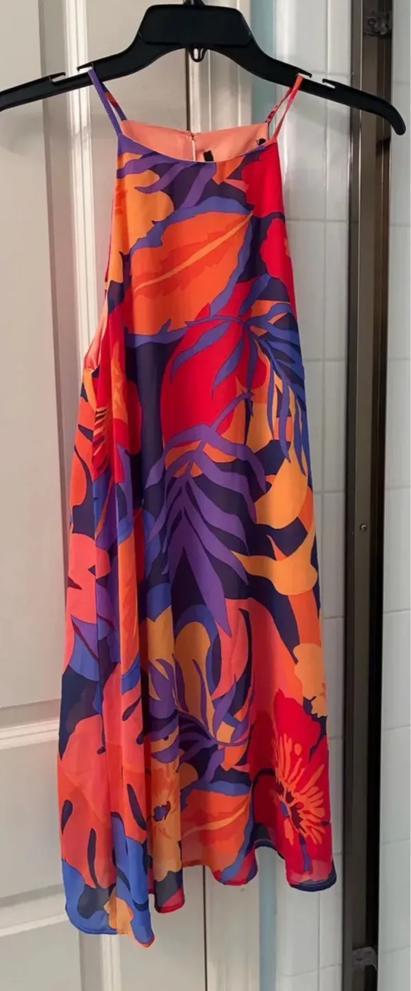 Women’s Vibrant Tropical-Print Halter Dress - Image 2