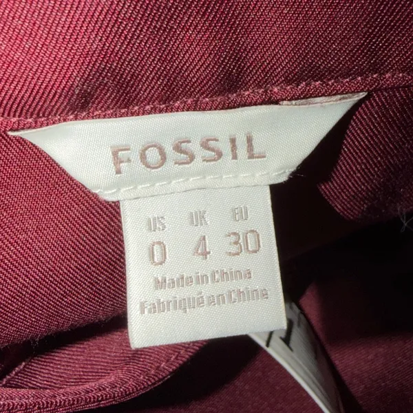 Fossil Womens 100% Silk Sleeveless Shift Dress Burgundy Maroon Size‎ 0 Mandarin - Image 3