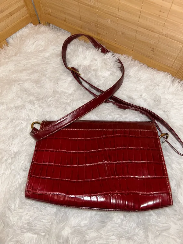 Giani Bernini Red/Burgundy Leather Embossed Handbag purse bag - Image 3