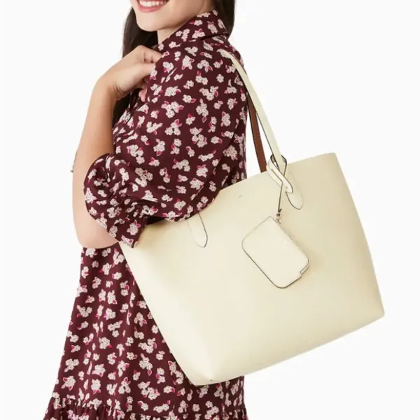 Authentic KATE SPADE Pebbled leather REVERSIBLE Open tote with zip coin - Image 2