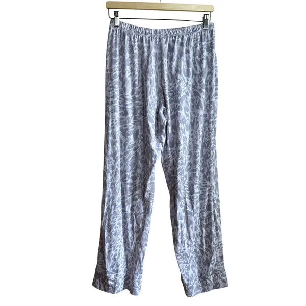 Nicole Miller Pajama Set M Gray White Womens Abstract Animal Print Stretch - Image 9