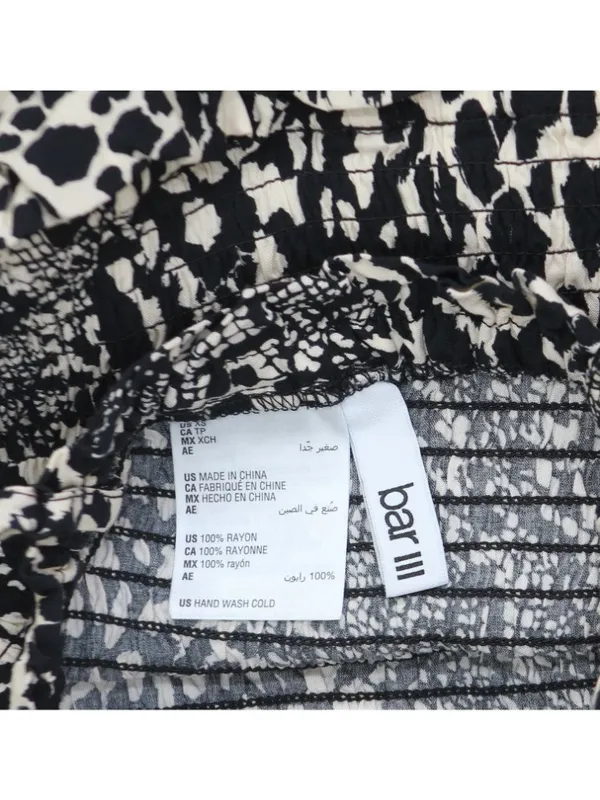 NWT Bar III Printed Smocked-Top Cover-Up Romper MBPM25836 Black / Brown XS - Image 3