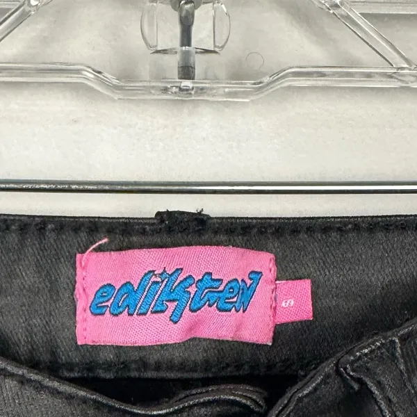 Edikted Womens Pants Size S Black‎ Faux Leather High Rise Wide Leg Flared - Image 5