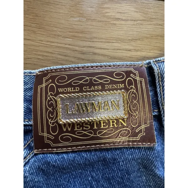 Vintage 90’s Lawman Western Slim Fit Straight‎ Leg Dark Blue Denim Jeans Size 1 - Image 14
