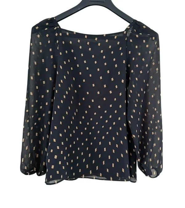 Ann Taylor Black Blouse with White Dots - Image 9