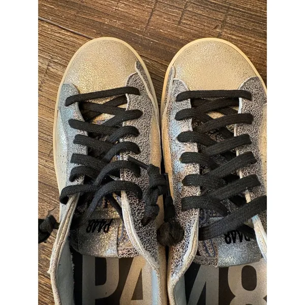 P448 John Panama‎ Sneakers Women 38 US 7.5 Gold Metallic Distressed Leather - Image 14