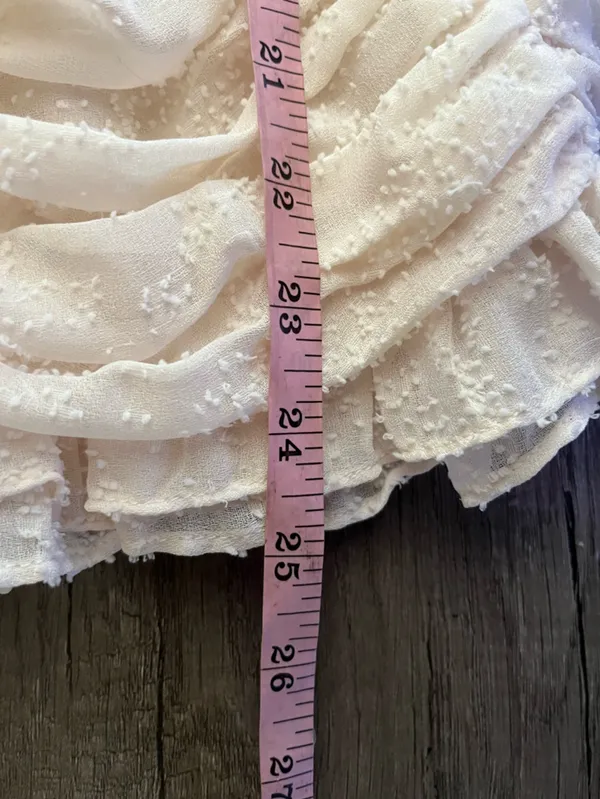 Miou muse ruched ruffle halter neck mini dress off white cream textured coquette - Image 9