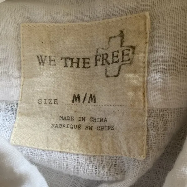 Free People We The Free White Cotton Gauze Button Down Shirt M - Image 3